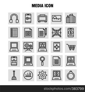 Media Icon Line Icons Set For Infographics, Mobile UX/UI Kit And Print Design. Include: Mobile, Media, Player, Tool, Image, Media, Raster, Picture, Icon Set - Vector