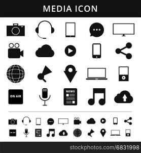 Media Icons. Simplus series. Each icon is a single object vector