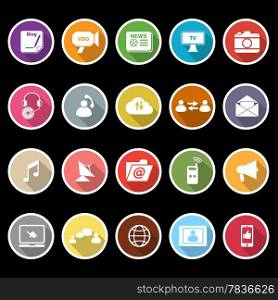 Media icons with long shadow, stock vector