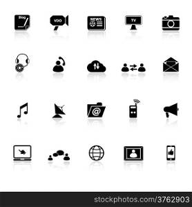 Media icons with reflect on white background, stock vector