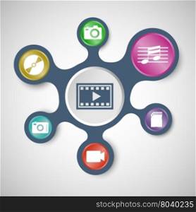 Media infographic templates with connected metaballs, stock vector