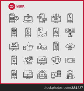 Media Line Icon for Web, Print and Mobile UX/UI Kit. Such as: Mobile, Cell, World, Internet, Mobile, Cell, Phone, Mail, Pictogram Pack. - Vector