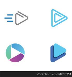 Media logo play button with modern triangle, with line shape, abstract, colorful and simple.