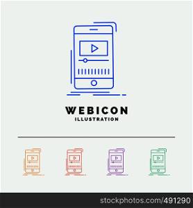 media, music, player, video, mobile 5 Color Line Web Icon Template isolated on white. Vector illustration. Vector EPS10 Abstract Template background