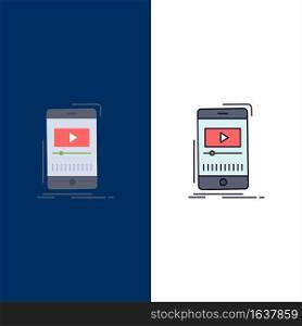 media, music, player, video, mobile Flat Color Icon Vector