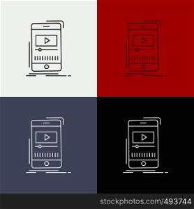 media, music, player, video, mobile Icon Over Various Background. Line style design, designed for web and app. Eps 10 vector illustration. Vector EPS10 Abstract Template background