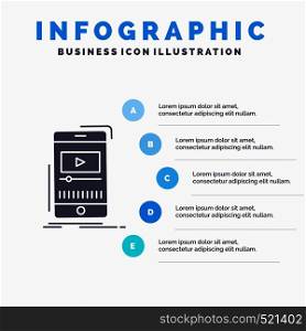 media, music, player, video, mobile Infographics Template for Website and Presentation. GLyph Gray icon with Blue infographic style vector illustration.. Vector EPS10 Abstract Template background
