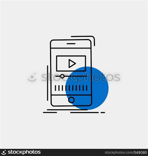 media, music, player, video, mobile Line Icon. Vector EPS10 Abstract Template background