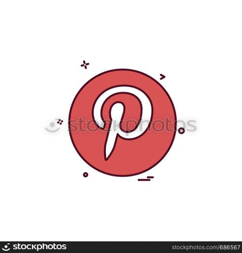 media network social pinterest icon vector design