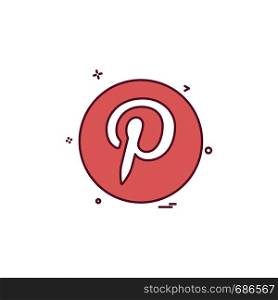 media network social pinterest icon vector design