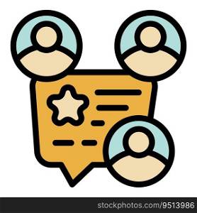 Media online support icon outline vector. Social review. Customer help color flat. Media online support icon vector flat