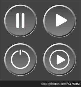 Media player buttons, audio device button icons. Symbols of video player playback. Vector illustration. Stock Photo.