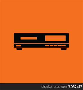 Media player icon. Orange background with black. Vector illustration.