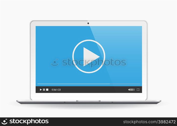 Media player on the laptop isolated on white. Vector illustration eps 10. Media player on the laptop isolated on white. Vector illustration