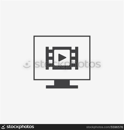 Media player with video loading bar and additional movie buttons. Contemporary classic black dark style. This vector illustration web design element saved in 10 eps