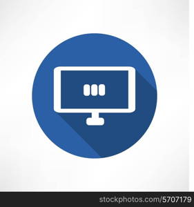 media set in the monitor icon Flat modern style vector illustration