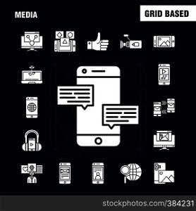 Media Solid Glyph Icon for Web, Print and Mobile UX/UI Kit. Such as: Mobile, Cell, World, Internet, Mobile, Cell, Phone, Mail, Pictogram Pack. - Vector