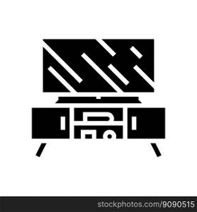 media stand living room glyph icon vector. media stand living room sign. isolated symbol illustration. media stand living room glyph icon vector illustration