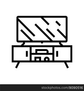 media stand living room line icon vector. media stand living room sign. isolated contour symbol black illustration. media stand living room line icon vector illustration