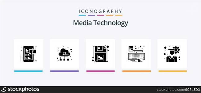 Media Technology Glyph 5 Icon Pack Including account. type. cloud. keyboard. shape. Creative Icons Design