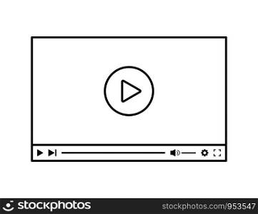 Media video player in linear style isolated on white background. Media concept desogn. Vector media video player interface. EPS 10. Media video player in linear style isolated on white background. Media concept desogn. Vector media video player interface.