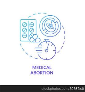Medical abortion blue gradient concept icon. Health service. Non invasive. Planned parenthood. Health care. Reproductive justice abstract idea thin line illustration. Isolated outline drawing. Medical abortion blue gradient concept icon
