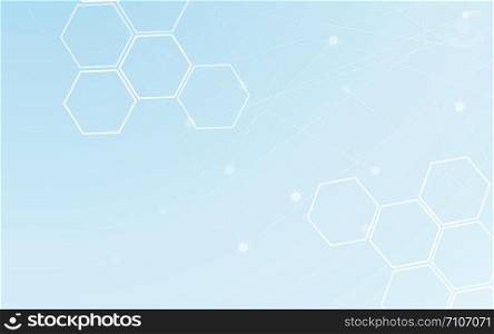 Medical abstract background. Polygon and dot line graphic design element. Blue and white tone for modern science futuristic wallpaper cover concept. Digital network of health care template theme.