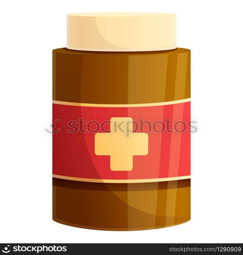 Medical aid jar icon. Cartoon of medical aid jar vector icon for web design isolated on white background. Medical aid jar icon, cartoon style