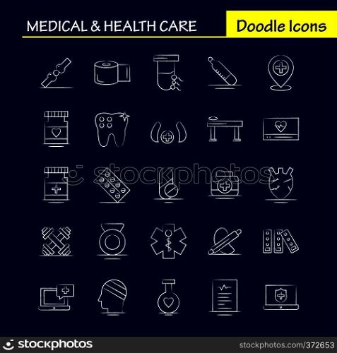 Medical And Health Care Hand Drawn Icon for Web, Print and Mobile UX/UI Kit. Such as  Medical, Medicine, Tablet, Hospital, Measure, Medical, Medical Devices, Pictogram Pack. - Vector