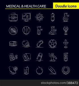 Medical And Health Care Hand Drawn Icon for Web, Print and Mobile UX/UI Kit. Such as: Ear, Medical, Research, Hospital, Medicine, Medical, Pills, Tablet, Pictogram Pack. - Vector