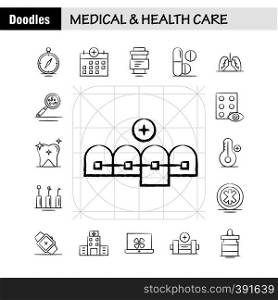 Medical And Health Care Hand Drawn Icon for Web, Print and Mobile UX/UI Kit. Such as: Medical, Browse, Compass, Navigation, Calendar, Medical, Health, Plus, Pictogram Pack. - Vector