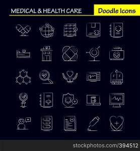 Medical And Health Care Hand Drawn Icon for Web, Print and Mobile UX/UI Kit. Such as: Medical, File, Report, Hospital, Research, Medical, Heart, Beat, Pictogram Pack. - Vector