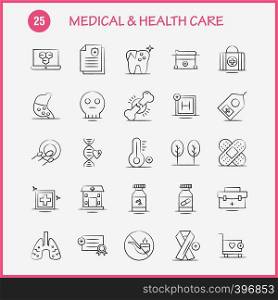 Medical And Health Care Hand Drawn Icon for Web, Print and Mobile UX/UI Kit. Such as: Hospital, Bed, Healthcare, Patient Bed, Hospital, Board, Medical, Pictogram Pack. - Vector