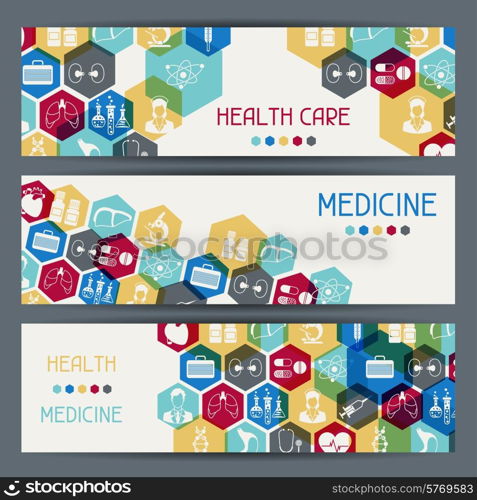 Medical and health care horizontal banners.