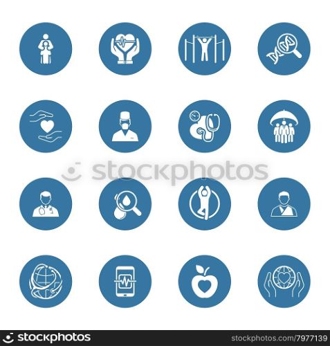Medical and Health Care Icons Set. Flat Design. Isolated.. Medical and Health Care Icons Set. Flat Design.