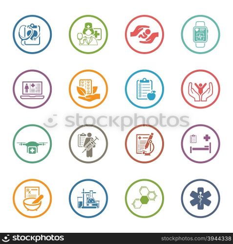 Medical and Health Care Icons Set. Flat Design.. Medical and Health Care Icons Set. Flat Design. Isolated Illustration.