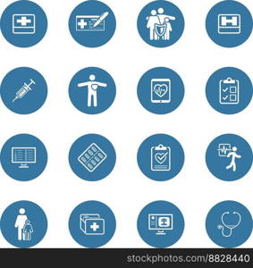 Medical and health care icons set flat design vector image