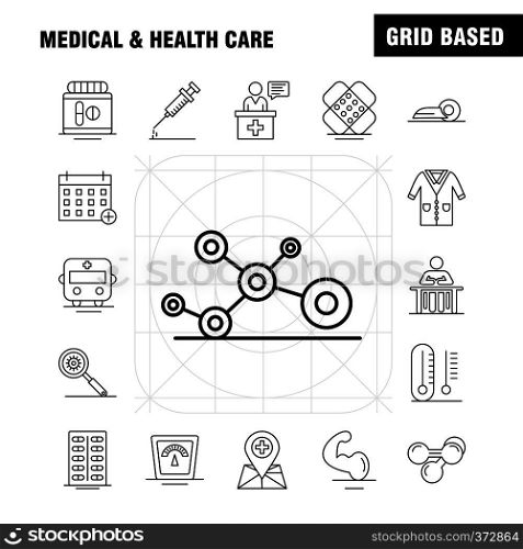 Medical And Health Care Line Icon for Web, Print and Mobile UX/UI Kit. Such as: Medical, Monitor, Heart, Beat, Medical, Medicine, Pills, Tablet, Pictogram Pack. - Vector