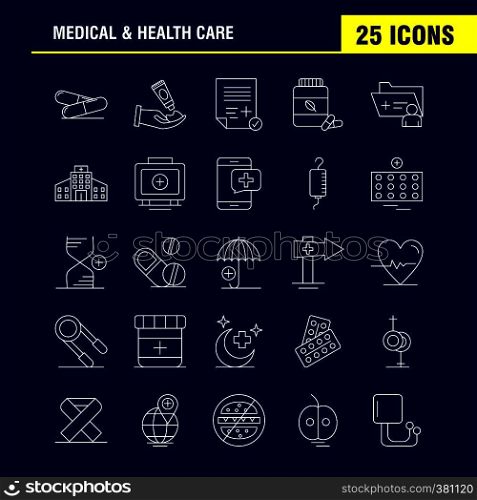 Medical And Health Care Line Icon for Web, Print and Mobile UX/UI Kit. Such as: Medical, Medicine, Pills, Health, Hand, Cream, Medical, Report, Pictogram Pack. - Vector