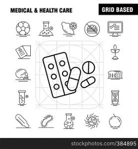 Medical And Health Care Line Icon for Web, Print and Mobile UX/UI Kit. Such as: Ear, Medical, Research, Hospital, Medicine, Medical, Pills, Tablet, Pictogram Pack. - Vector