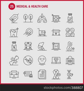 Medical And Health Care Line Icon for Web, Print and Mobile UX/UI Kit. Such as: Hospital, Bed, Healthcare, Patient Bed, Hospital, Board, Medical, Pictogram Pack. - Vector