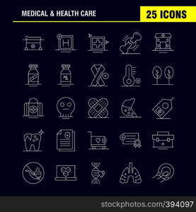 Medical And Health Care Line Icon for Web, Print and Mobile UX/UI Kit. Such as: Hospital, Bed, Healthcare, Patient Bed, Hospital, Board, Medical, Pictogram Pack. - Vector