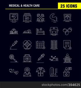 Medical And Health Care Line Icon for Web, Print and Mobile UX/UI Kit. Such as: Medical, Monitor, Heart, Beat, Medical, Medicine, Pills, Tablet, Pictogram Pack. - Vector