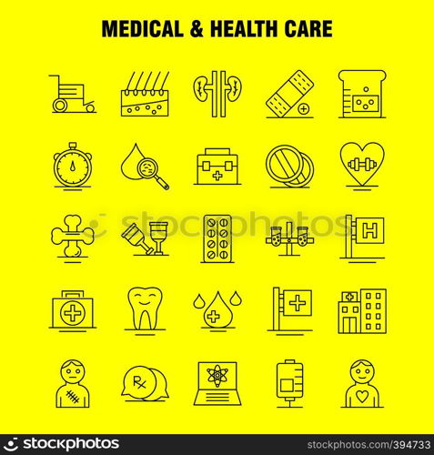 Medical And Health Care Line Icon for Web, Print and Mobile UX/UI Kit. Such as: Medical, Chat, Mail, Hospital, Wheelchair, Medical, Hospital, Patient, Pictogram Pack. - Vector