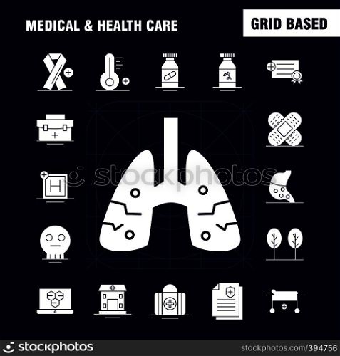 Medical And Health Care Solid Glyph Icon for Web, Print and Mobile UX/UI Kit. Such as: Hospital, Bed, Healthcare, Patient Bed, Hospital, Board, Medical, Pictogram Pack. - Vector