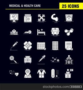 Medical And Health Care Solid Glyph Icon for Web, Print and Mobile UX/UI Kit. Such as: Medical, Monitor, Heart, Beat, Medical, Medicine, Pills, Tablet, Pictogram Pack. - Vector
