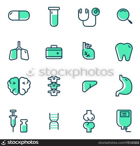 medical and human organs flat icons set vector illustration