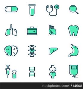medical and human organs flat icons set vector illustration