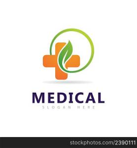 Medical and Leaf Logo Vector Template,  Creative Pharmacy Logo vector design