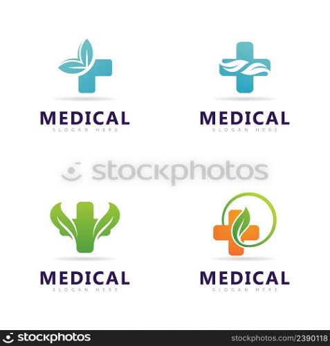 Medical and Leaf Logo Vector Template,  Creative Pharmacy Logo vector design